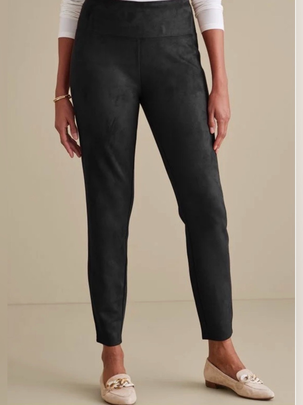 Soft Surroundings Black Faux Suede Leggings
